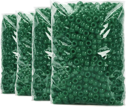 Praisebank 4000pcs Dark Green Pony Beads for Jewelry Making, Crafts, Hair Braids