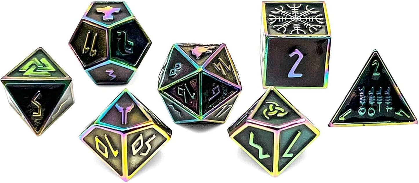 Norse Foundry Set of 7 Banshee Wail Norse Series Full Metal Polyhedral Dice RPG Math Games DND Pathfinder