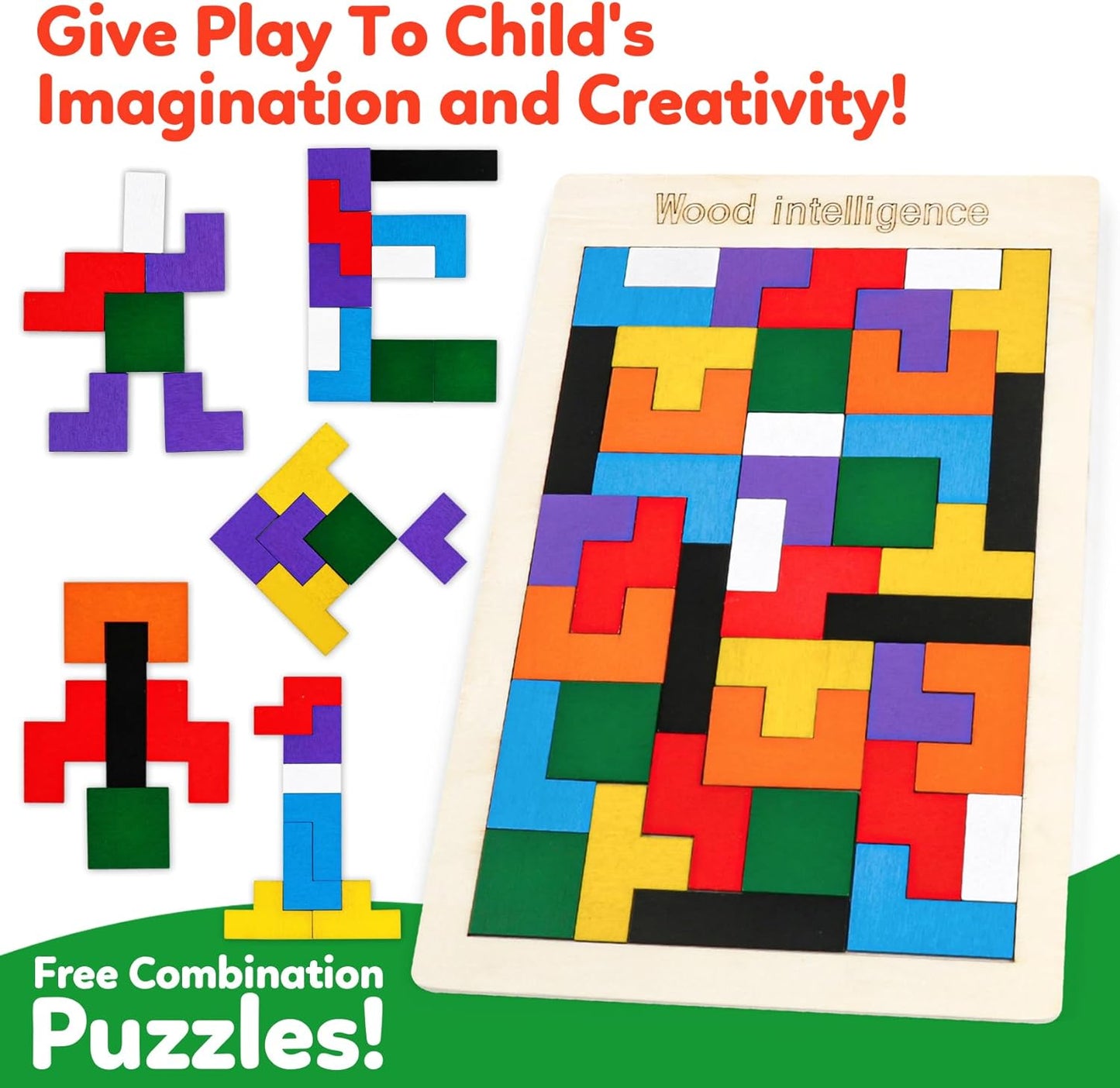 Wooden Puzzles Blocks Brain Teasers Logic Games for Classroom & Party Times,Jigsaw Puzzle Intelligence STEM Montessori Educatioanl IQ Toys Games for Kids Boys Girls Ages 3+ (3 Pack)