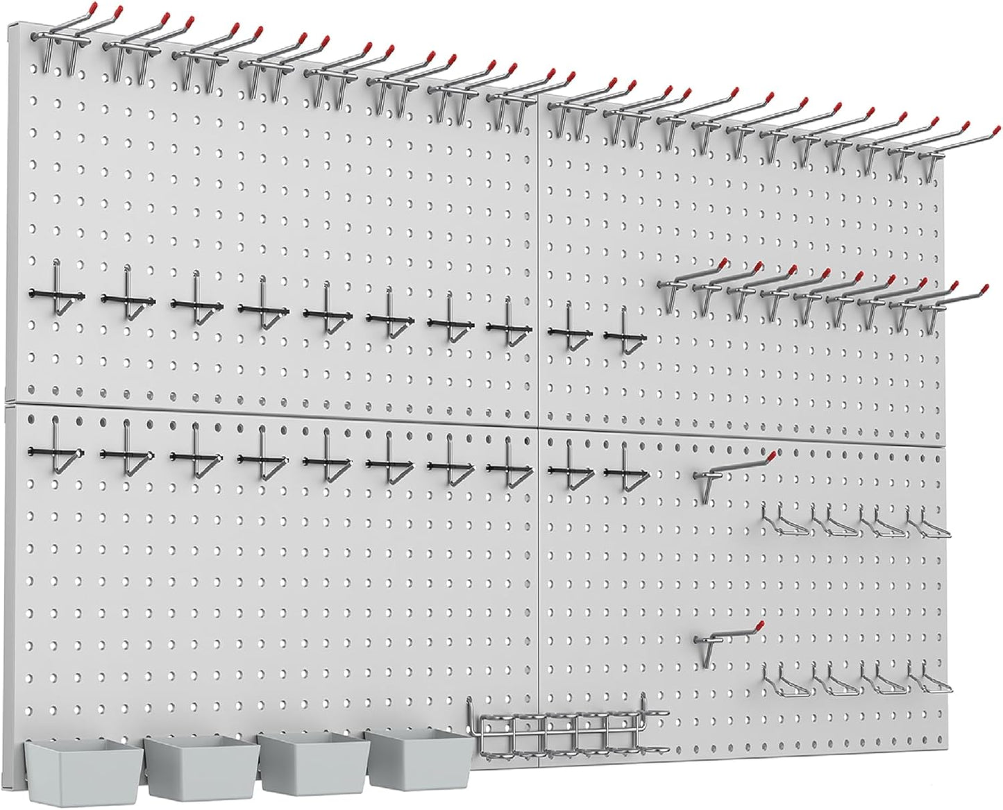 WALMANN Metal Pegboard Kit with Accessories for Wall, Garage Tools Storage Pegboard System for Garage, Workbench, Modular Peg Board Tool Organizer Board with Hooks(Black)