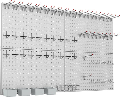 WALMANN Metal Pegboard Kit with Accessories for Wall, Garage Tools Storage Pegboard System for Garage, Workbench, Modular Peg Board Tool Organizer Board with Hooks(Black)