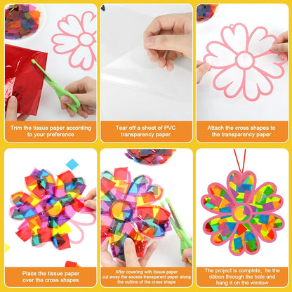 Lonfliness 32 Sets Solar System Suncatchers Crafts Kit DIY Outer Space Window Stained Glass Effect Paper Planet Home School Classroom Decoration Art Craft Creative Activity Project Gift Favor