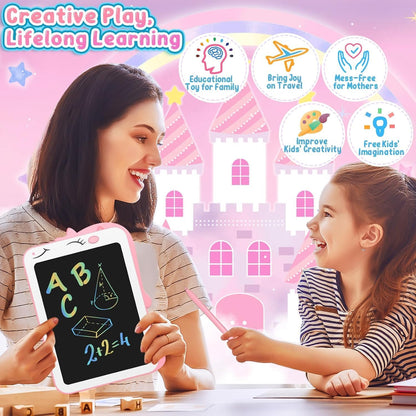 Kids LCD Writing Tablet, 10.5 Inch Colorful Electronic Board Drawing Pad, Electronic Erasable Doodle Tablet for Boys Girls Gifts for Toddler Educational Travel Birthday(Pink)