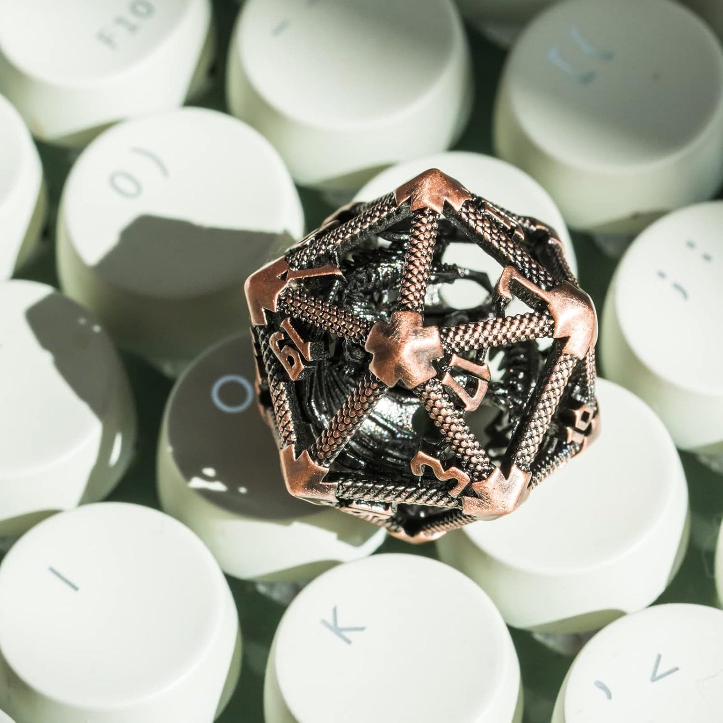 UDIXI Steampunk Metal Dice Set, 7 Die Polyhedral DND Dice Set for D&D Role Playing Game and Math Teaching (Ancient Copper)