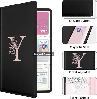 Letter Car Registration and Insurance Holder, with Magnetic Closure for License, Cards and Documents,Vehicle Glove Box Car Organizer, Interior Car Accessories for Women Men (I)