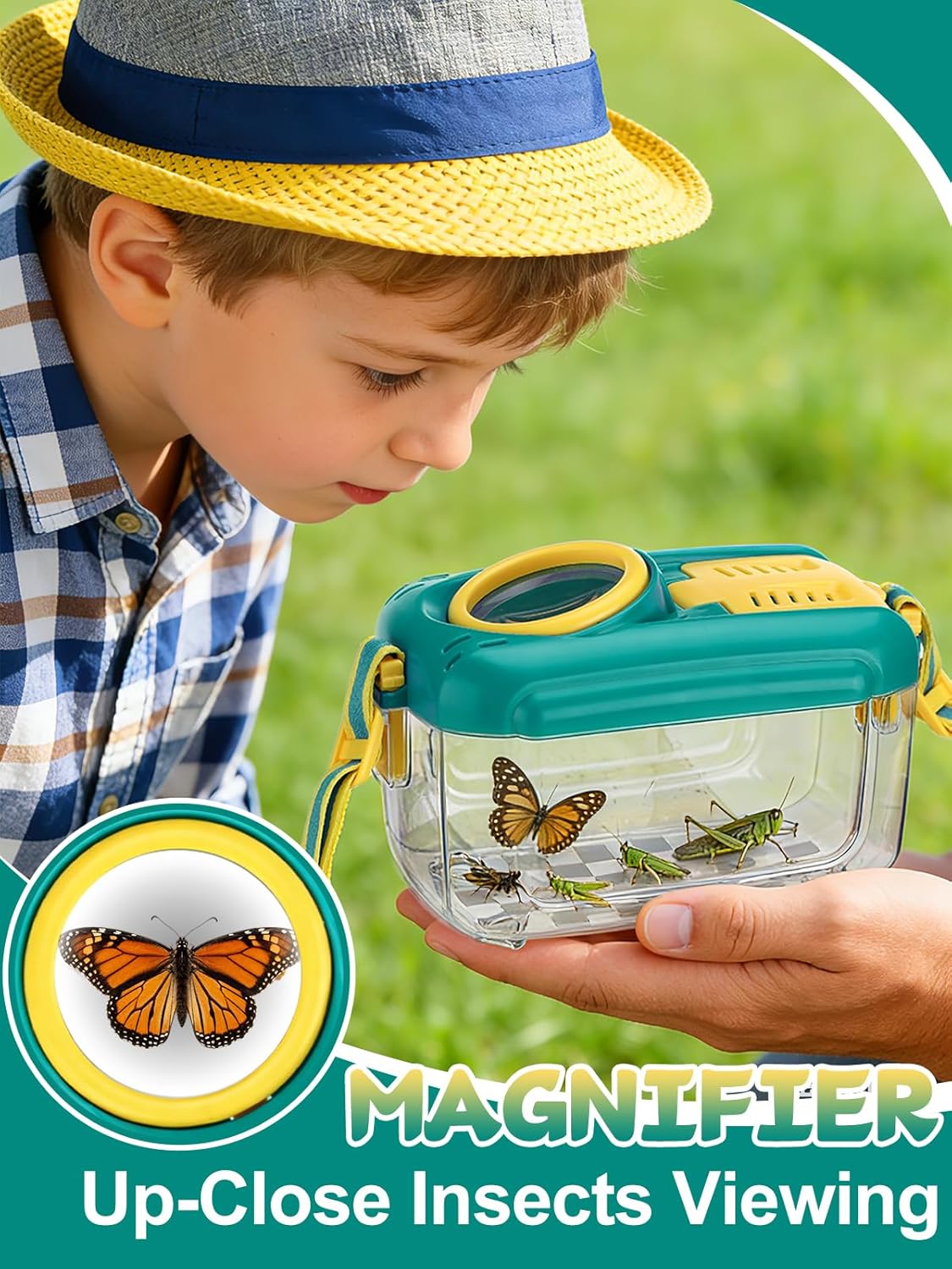 2Sets Bug Catcher for Kids - Sturdy Kids Bug Catching Kit Gifts with Collector Butterfly Net Tweezer, Bugs Habitat Outdoor Explorer Kit for Age 3 4 5 6 7 8, 8Pcs