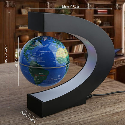Novelty Gifts for Kids, Boys, Girls, Birthday Gift for Men, Gifts for Boss, Boyfriend, Graduation Gift for Him, Magnetic Levitation Floating World Map Globe with C Shape Base, With LED Lights