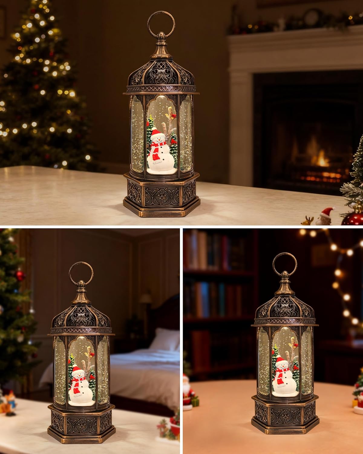 Extra Large Christmas Snow Globes Christmas Lantern, 12.99" Musical Snow Globe with 8 Songs, Santa Snowglobe for Kids Adults, 6H Timer Dual Power, Lighted Christmas Decorations Indoor Gifts