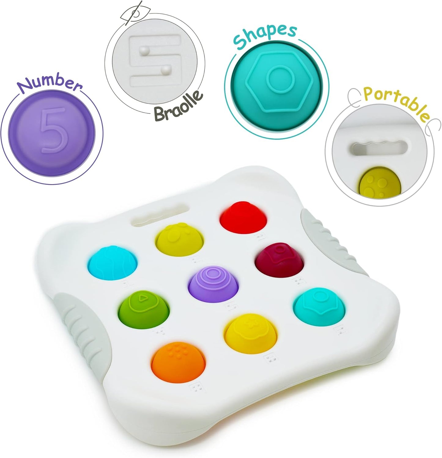 LiKee Fidget Popper Sensory Baby Toys for 10+ Months, Christmas Stocking Stuffers Push and Popping Busy Board, Montessori Toys for 1+ Years Old, Airplane Car Travel Toy for Toddlers 1-3 Stress Relief
