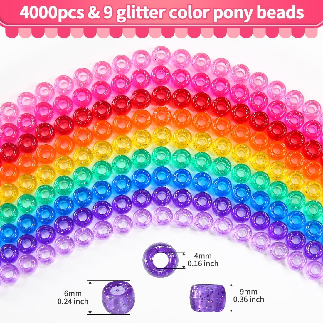 Praisebank 4000pcs Dark Green Pony Beads for Jewelry Making, Crafts, Hair Braids