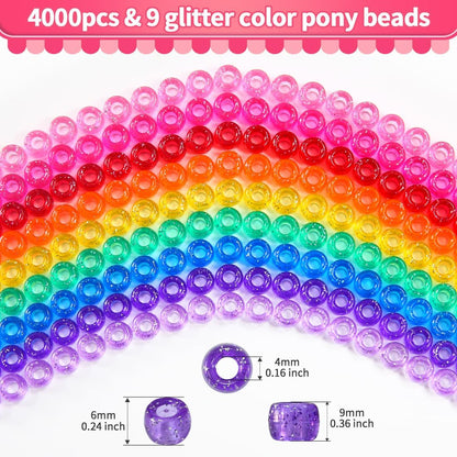 Praisebank 4000pcs Dark Green Pony Beads for Jewelry Making, Crafts, Hair Braids
