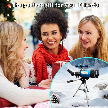 Astronomical Astronomical Telescope 150X High-Powered,Portable with 70mm Aperture (HD Refractor, Tripod, Phone Adapter, and Wireless Remote) Ideal for Stargazing and Space Exploration
