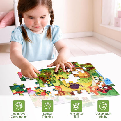 Jumbo Floor Puzzle for Kids, Large Jigsaw Puzzles 24 Piece for Kids Ages 3-5,Preschool Learning & Education Toys, Gifts for 4-8 Year Old Boys and Girls (Jungle Animals)