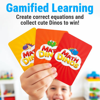 rokt&razo, Math Dinos, Math Card Game for Kids 5+, 8+, Fast-Paced Addition, Subtraction, Multiplication & Division, Adjustable Difficulty, Perfect for Homeschool, STEM Study Aid, Teaching Tools
