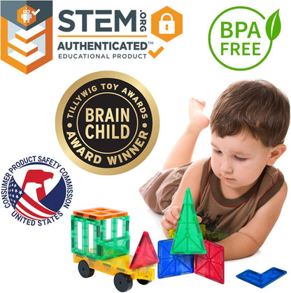 Tytan Tiles 220-Piece Supersized Magnetic Tiles Building Set, 1000s of Creations, Large 3D Castles, Massive Vehicles, & Rocket Ships, Kids’ STEM Toy, Architecture, Innovative Play, Ages 3 and Up