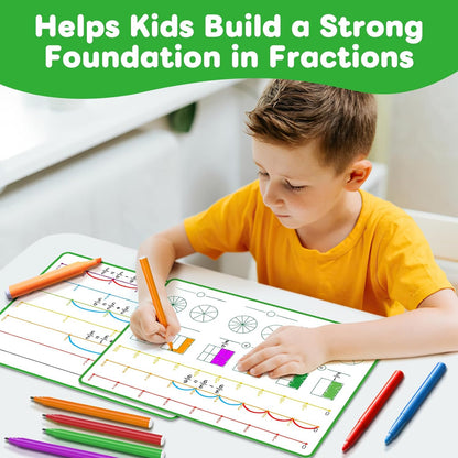 12 PCS Fraction Manipulatives Dry Erase Flash Cards Math Manipulatives, Fraction Circles Math Games for Kids Elementary School 1st - 6th Grade Homeschool Supplies Teacher Classroom Must Have