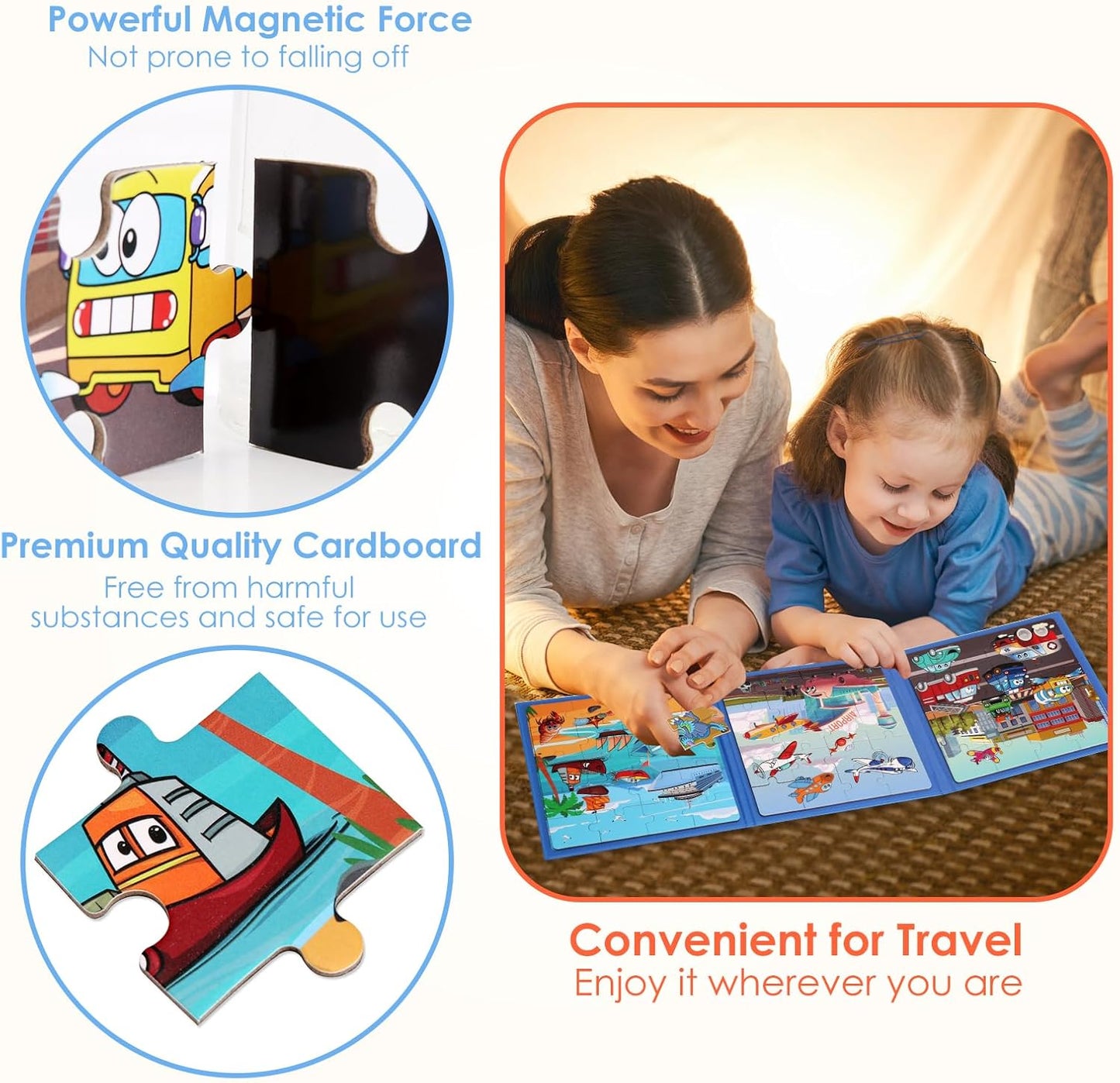 Magnetic Puzzles for Kids Ages 4-6, 20-Piece Toddler Travel Toys Unicorn Princess Puzzles Ages 3-5, Educational Learning Magnets, Ideal Road Trip Activities Toys for 3 4 5 6 Boys and Girls