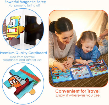 Magnetic Puzzles for Kids Ages 4-6, 20-Piece Toddler Travel Toys Unicorn Princess Puzzles Ages 3-5, Educational Learning Magnets, Ideal Road Trip Activities Toys for 3 4 5 6 Boys and Girls