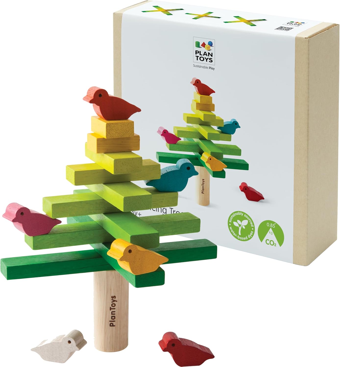 PlanToys® Balancing Cactus | Montessori Wooden Toy for Toddlers | STEM Game for Fine Motor Skills, Logic & Coordination | Eco-Friendly Educational Toy for Kids Ages 3+