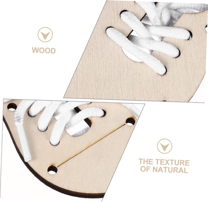 HOMSFOU 5sets Blank Wood Chips for Boys and Girls Graffiti Ornament Practice Shoe Lacing DIY Wood Chip Decoration