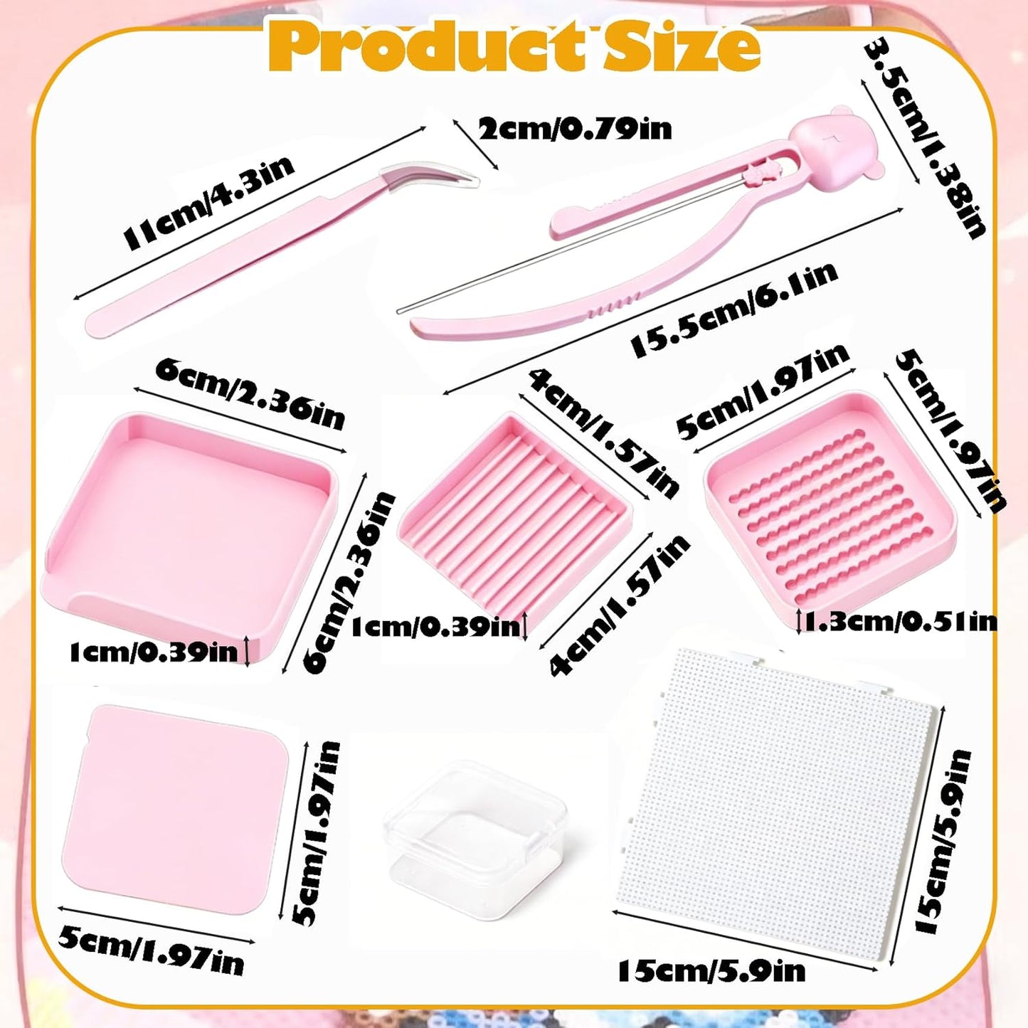 2.6mm Fuse Beads Craft Kit for Kids Adults, 8PCS Fuse Beads Tool Set with Pegboard, Sorting Trays, Tweezers, Bead Pickup Tool, Storage Container, Compatible with Perler Beads for DIY Art Crafts