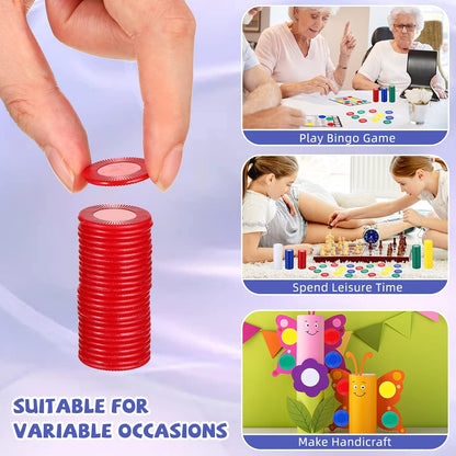 Skylety 1000 Pieces Plastic Poker Chips Bulk 5 Colors Counter Card for Kids Game Playing Learning Math Counting Bingo Game Blank Chips Card for Kids Reward, 0.86 Inch