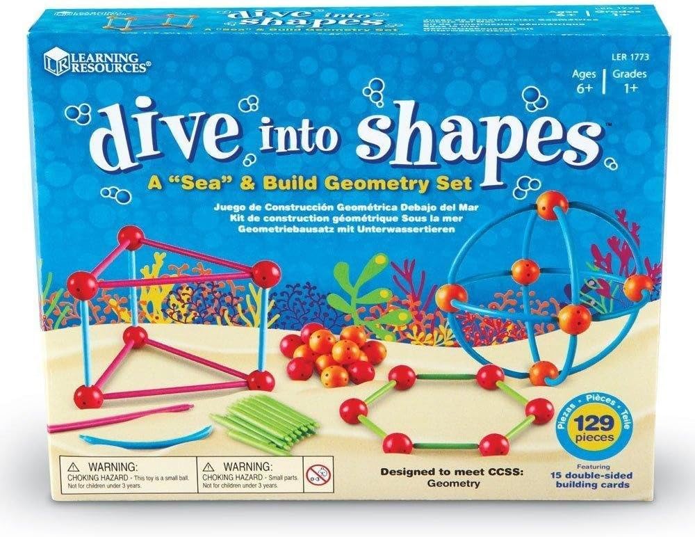 Learning Resources Dive into Shapes! A Sea and Build Geometry Set - Math Manipulatives, 3d Classroom Must Haves, STEM Games, Fine Motor Skills, Science Experiments for Kids, Building Supplies