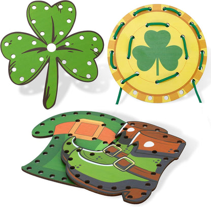 Montessori Wooden-Lacing Cards, Fine Motor Skills, Cute Bear Lacing Cards (Forest)