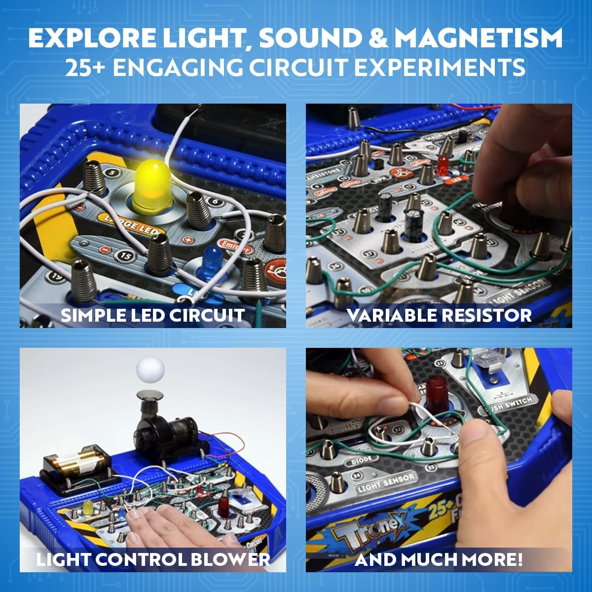 Playz Advanced Electrical Circuit Board Engineering Kit for Kids with 328+ STEM Projects on Electricity, Voltage, Currents, Resistance, & Magnetic Science | Gift for Children Age 8-13+