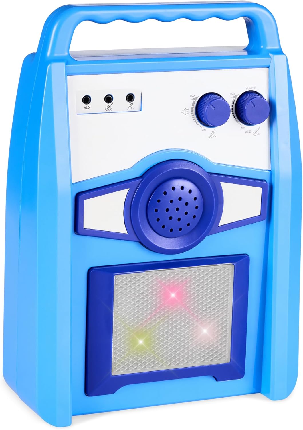 Best Choice Products Kids Electric Guitar Set with Microphone & Amp, Interactive Musical Toy for Boys & Girls, Lights & Sounds, Demo Songs, AUX Input, DIY Stickers - Blue