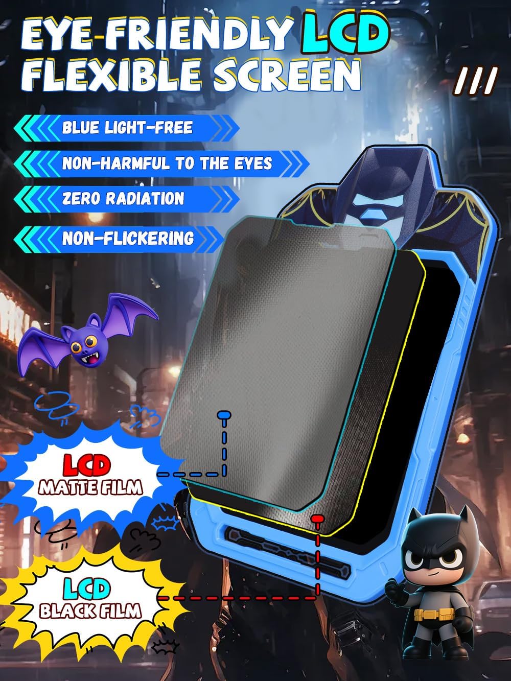 LCD Writing Tablet for Kids 10 Inch Bat Hero for Toddler 3 4 5 6 7 8 - Paint, Doodle Board, Drawing Pad - Travel Toys, Road Trip Car Activities, Birthday Christmas Gift Boys & Man