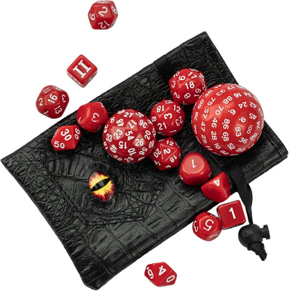 15 Pieces Complete Polyhedral DND Dice Set D3-D100 Spherical D&D Dice Set with Dragon Eye Dice Bag, D100 Dice for RPG Table Games(Black w/Purple Numbers)