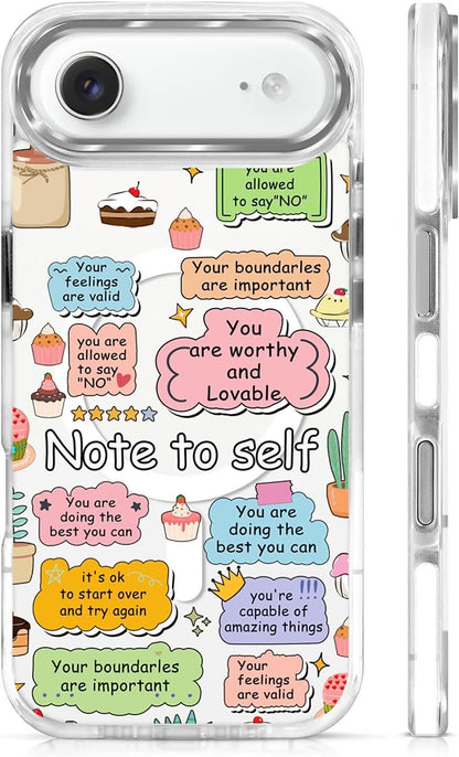for iPhone 17 Pro Max Case [Compatible with Magsafe],Girls Women Clear Magnetic Case Silicone Shockproof Protective Cover with Pattern Colorful Motivational Letters