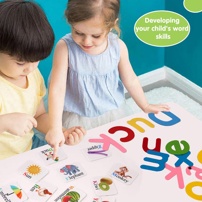 Craftstory 130 Pcs Alphabet Learning Toys Letters-Felt Montessori Board for Toddlers with Flashcards Preschool Phonics Vocabulary Activities Educational Toys for 3 Year Old