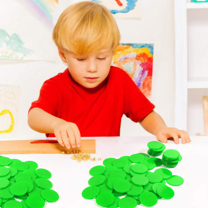 Coopay 200 Pieces 10 Colors 1-1/5 inch Plastic Learning Counters Disks Bingo Chip Counting Discs Markers for Math Practice and Poker Chips Game Tokens
