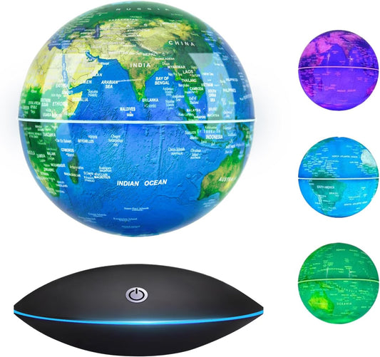 Flagest Magnetic Levitation Floating Globe with 16 Colors LED Lights, Rotating World Globe Lamp for Home Office Desk Decor Levitating Display, Cool Tech Gadgets for Men Husband Boys Girls