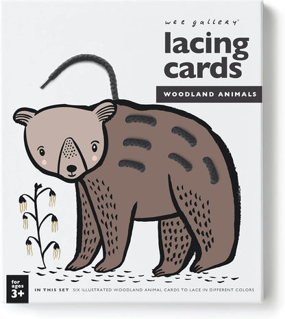 Wee Gallery Baby Animals Lacing Cards, Sewing Board and Travel Game for Toddlers and Preschoolers, Fine Motor Skills Toy, Montessori-Inspired Educational Kids Craft Activity for Ages 3+