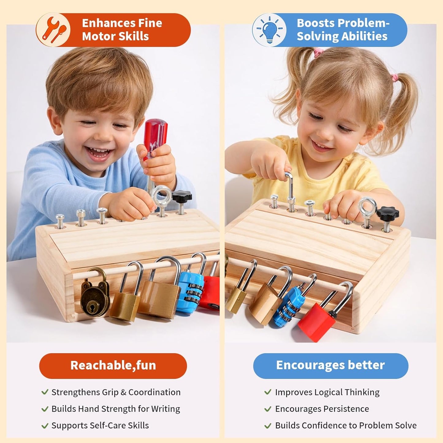 INIFEIDALA Kids Tool Set,Montessori Educational Toys for 3 4 5 Year Old,Montessori Screwdriver Board Set,Sensory Preschool Learning for Toddler Travel,Fine Motor Skills - STEM Toys