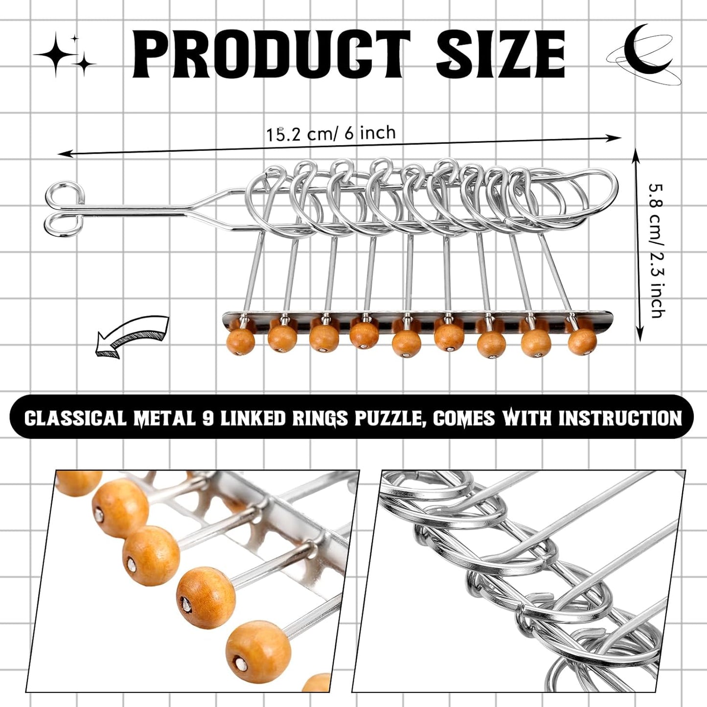 Yilloog Metal Brain Teaser Puzzles Set of 36 with Pouch, Steel IQ Games Physics Mind Metal Puzzles for Adults Basket Stocking Stuffers for Boys Girls Adults Challenge Gifts (Easy)