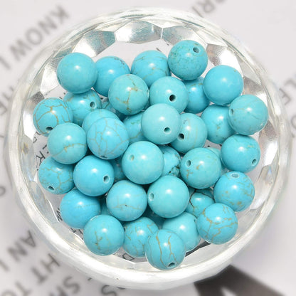 NCB 100pcs Original Natural Stone Beads Gemstone Round Loose Beads 6mm 8mm 10mm (Blue Aventurine, 6mm 100Beads) - Colors B