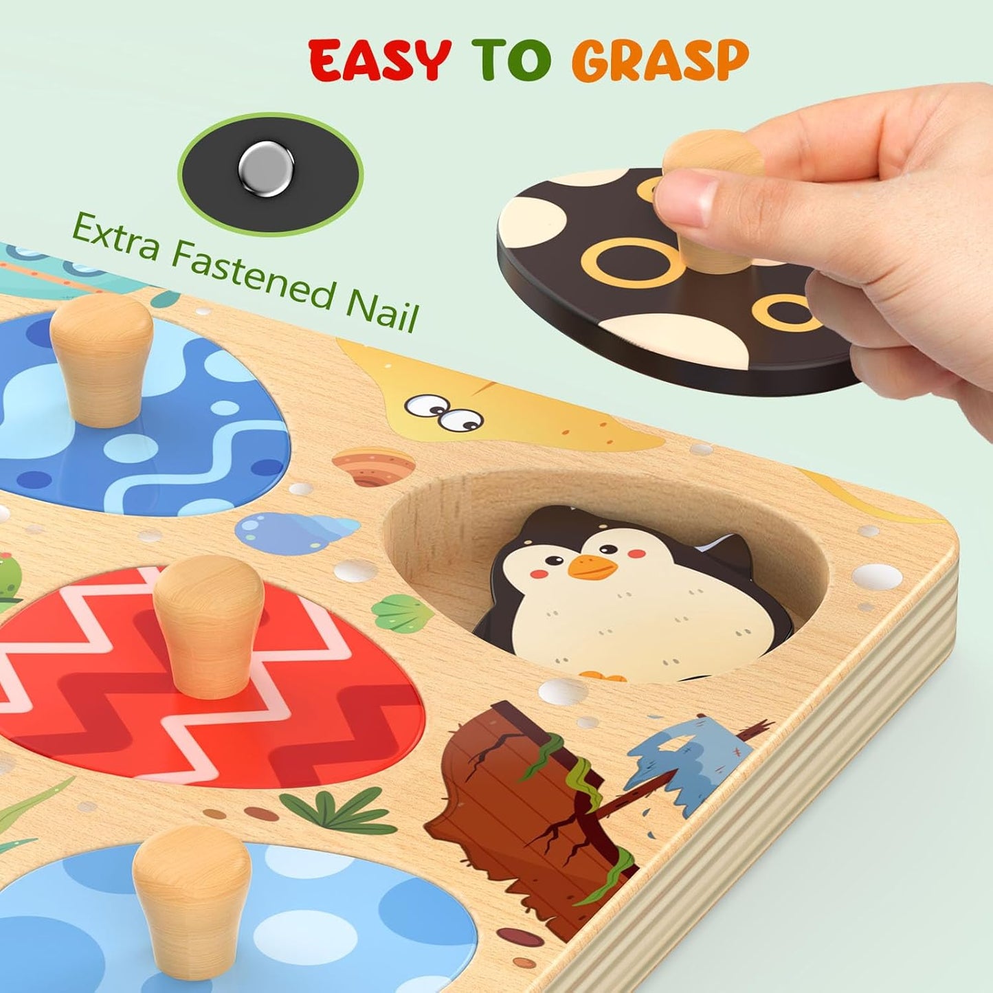 Zeoddler Easter Wooden Puzzles for Toddlers, 8 Pcs Farm Animal Matching Egg Puzzle, Montessori Toys for Boy Girl Birthday Gifts, Preschool Learning Activities & Educational Toys for Boys, Girls