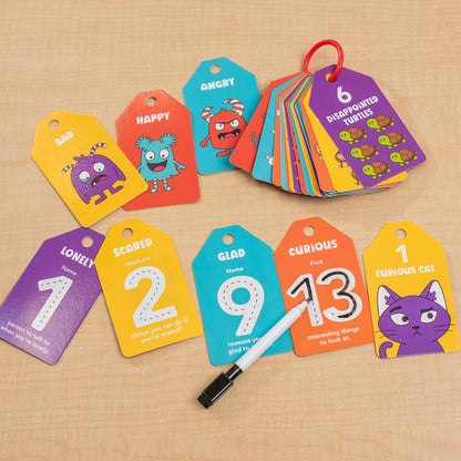 Open The Joy Dry Erase Number & Emotion Flash Cards for Kids – 123 Counting & Feelings Learning Set, Reusable Preschool Math & SEL Toys, Tracing & Writing Practice Ages 3+