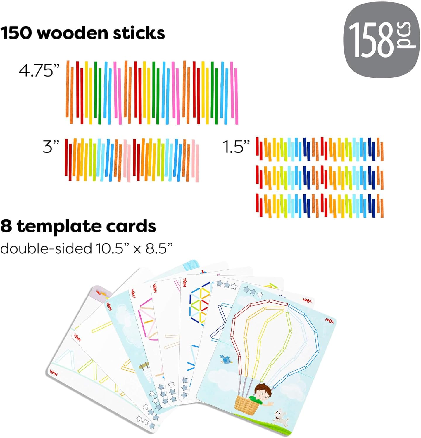 HABA Stabix Wooden Arranging and Matching Game: Montessori Toys for 3+ Year Old, Fine Motor Games Activity & Preschool Learning Toys