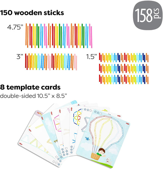 HABA Stabix Wooden Arranging and Matching Game: Montessori Toys for 3+ Year Old, Fine Motor Games Activity & Preschool Learning Toys