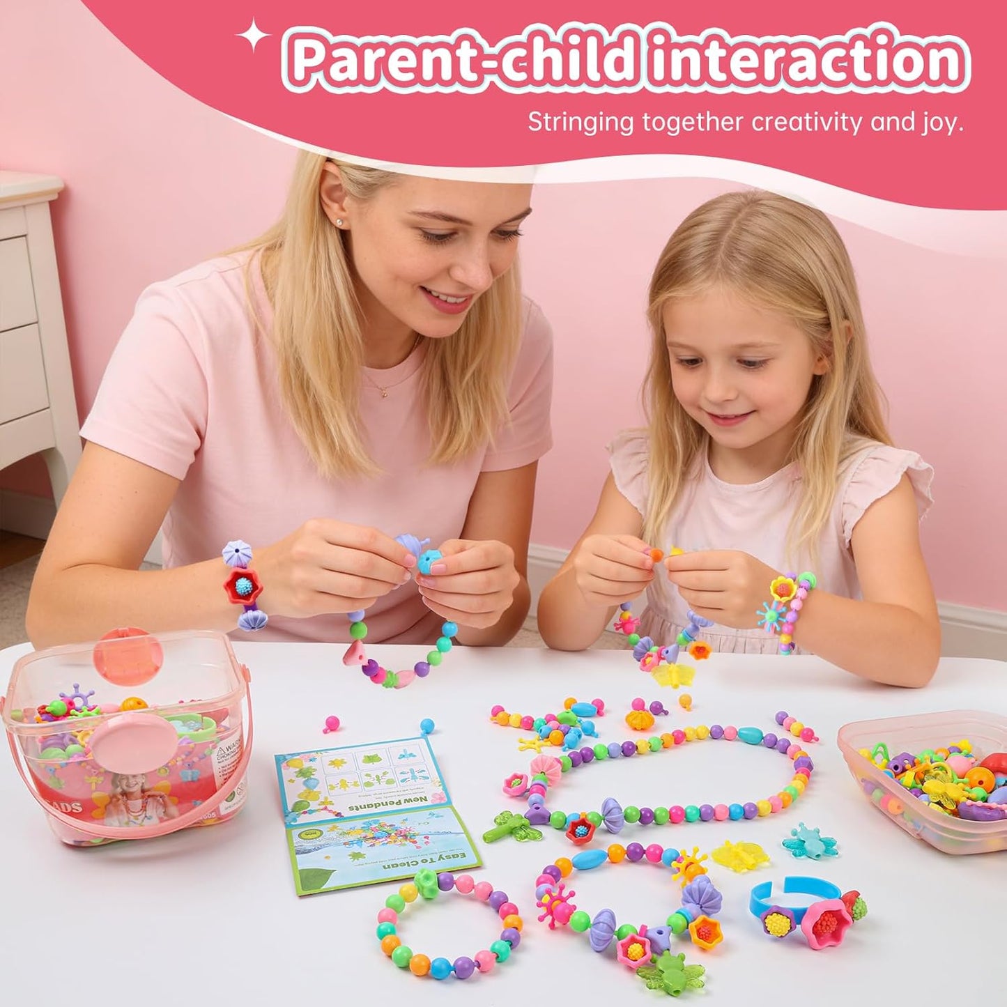 GILI Pop Beads - Jewelry Making Kit for 3 4 5 6 7 8 Year Old Little Girls - Arts and Crafts Toys for Kids Age 4yr-8yr - Necklace Bracelet Creativity Snap Set Top Best Christmas Birthday Gifts (500pcs)
