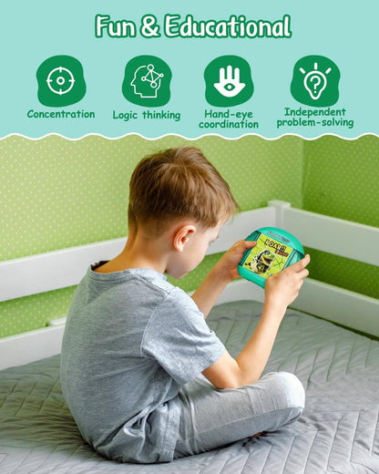 Rotating Puzzle for Kids 3 4 5 6 7 8 Year Old, 4 Puzzles in 1, Toddlers Travel, Car, Airplane, Road Trip Activities, Fine Motor Skills, Fidget, Gift for Boys & Girls Ages 3+ (Dinosaur)