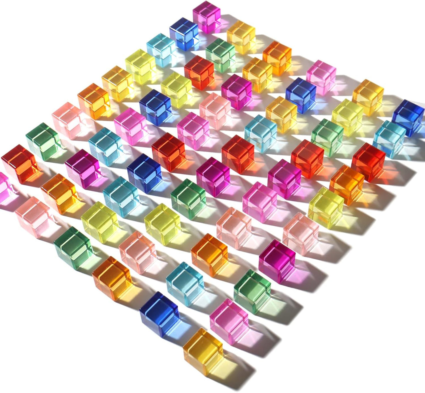 30 Pcs Mixed Acrylic Blocks Set - 10 Long (2.5x2.5x5CM) + 20 Cube (2.5x2.5x2.5CM) Rainbow Gem Blocks, Sensory Stacking Toy for 1 2 3 4 Years Old, Boys Girls Gift with Rich Building Possibilities