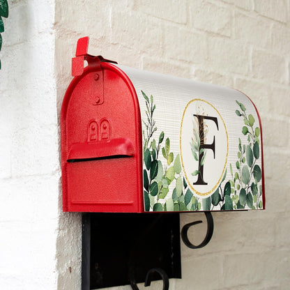 Tiamon Monogrammed L Mailbox Covers Magnetic Eucalyptus Welcome Letter Box Wrap Standard Size 21x18 Inch Spring Summer Leaves Mailbox Decor Eucalyptus Letter Numbers Decoration for Outdoor Garden Yard