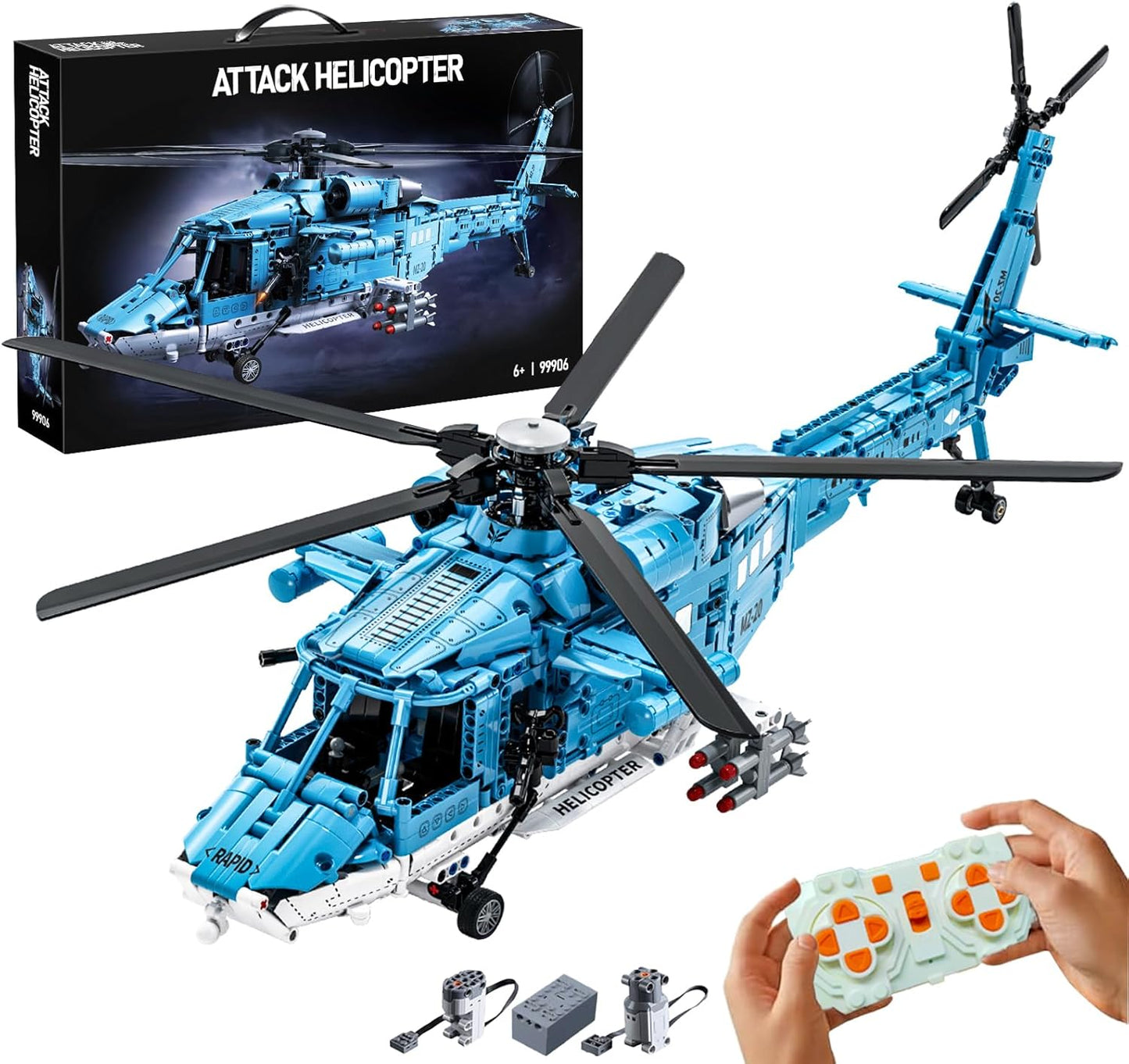 Powered Military Helicopter Building Blocks Set – 1521PCS Army Aircraft Bricks Model with Motor-Driven Rotors, Power Module & Mechanical Gear System – STEM Engineering Toy for Boys, Teens & Adults
