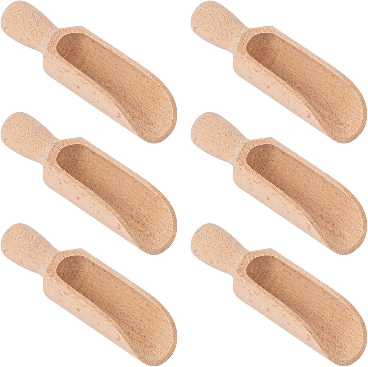 AUEAR, 6 Pack Mini Wooden Scoops Candy Spoons for Tea Coffee Cereal Seasoning Pepper